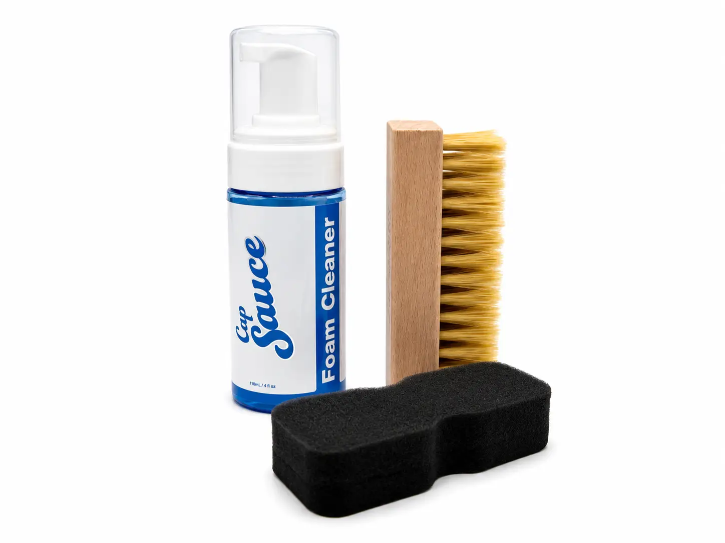 Cap Sauce Foam Cleaner, hat brush and applicator sponge
