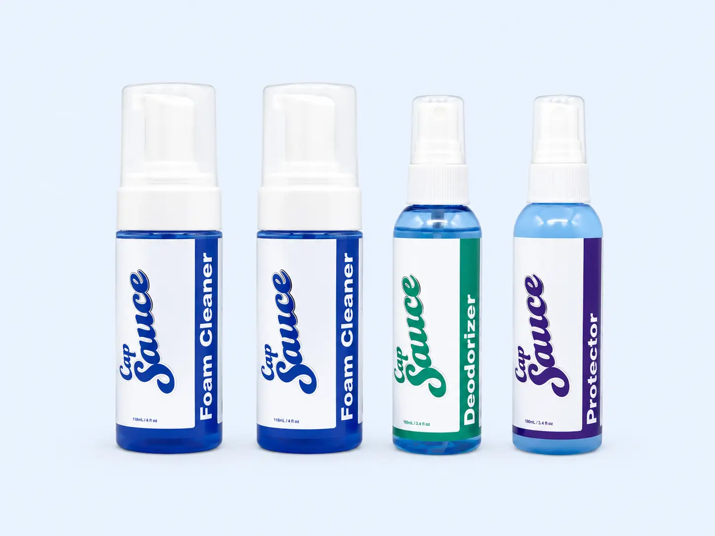 Cap Sauce Foam Cleaners, Deodorizer and Protector bottles